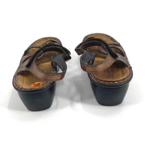 Naot Womens Leather Sandals Size 8.5 Bronze Strappy Comfort Slide Wedge Summer - Picture 2 of 7